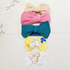 Little Girl's Bows Bundle. Yellow, pink. New